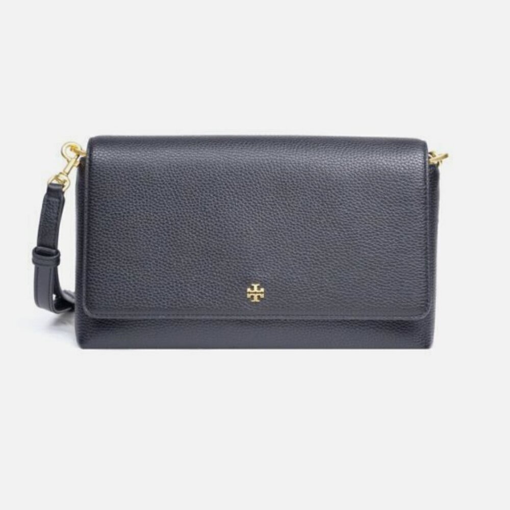 NWT!NEW!Tory Burch Blake Flap Pebbled Leather Crossbody Large Black -Women Bag - Picture 10 of 10